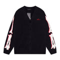 AMRI Cotton V-Neck Bones Cardigan Sweater Black