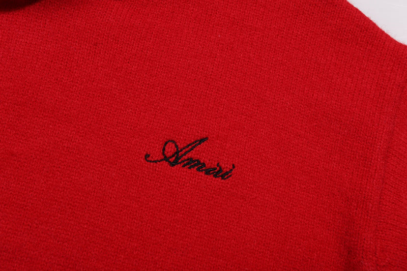 AMRI Red Core Knitted Sweater Hoodie