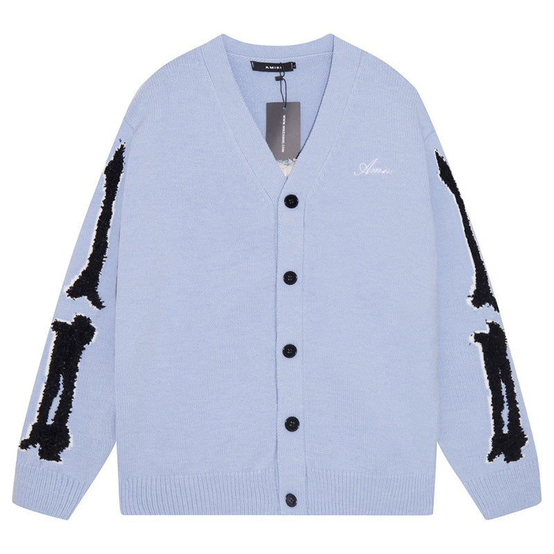 AMRI Cotton V-Neck Bones Cardigan